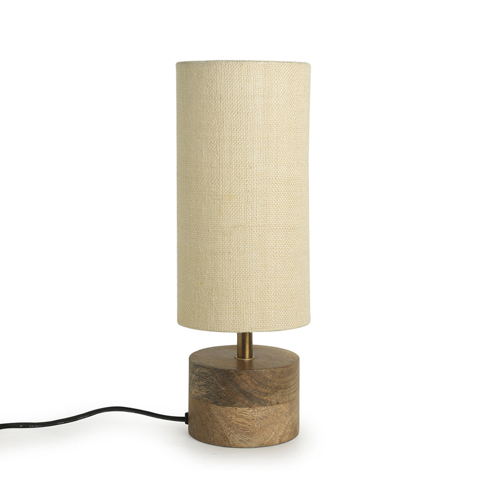 'Volta' Round Table Lamp In Mango Wood (14 inch)