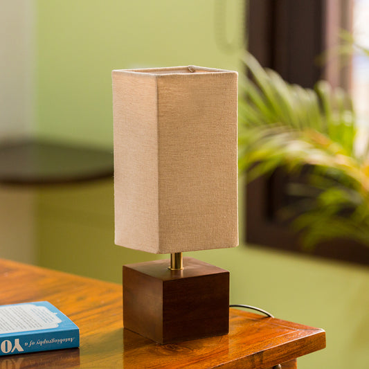 'Elementary' Cubic Table Lamp In Mango Wood (12 inch)