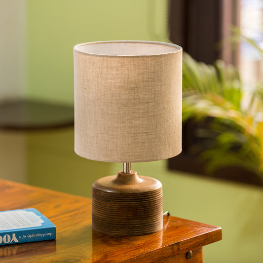 'Starlight' Round Table Lamp In Mango Wood (14 inch)