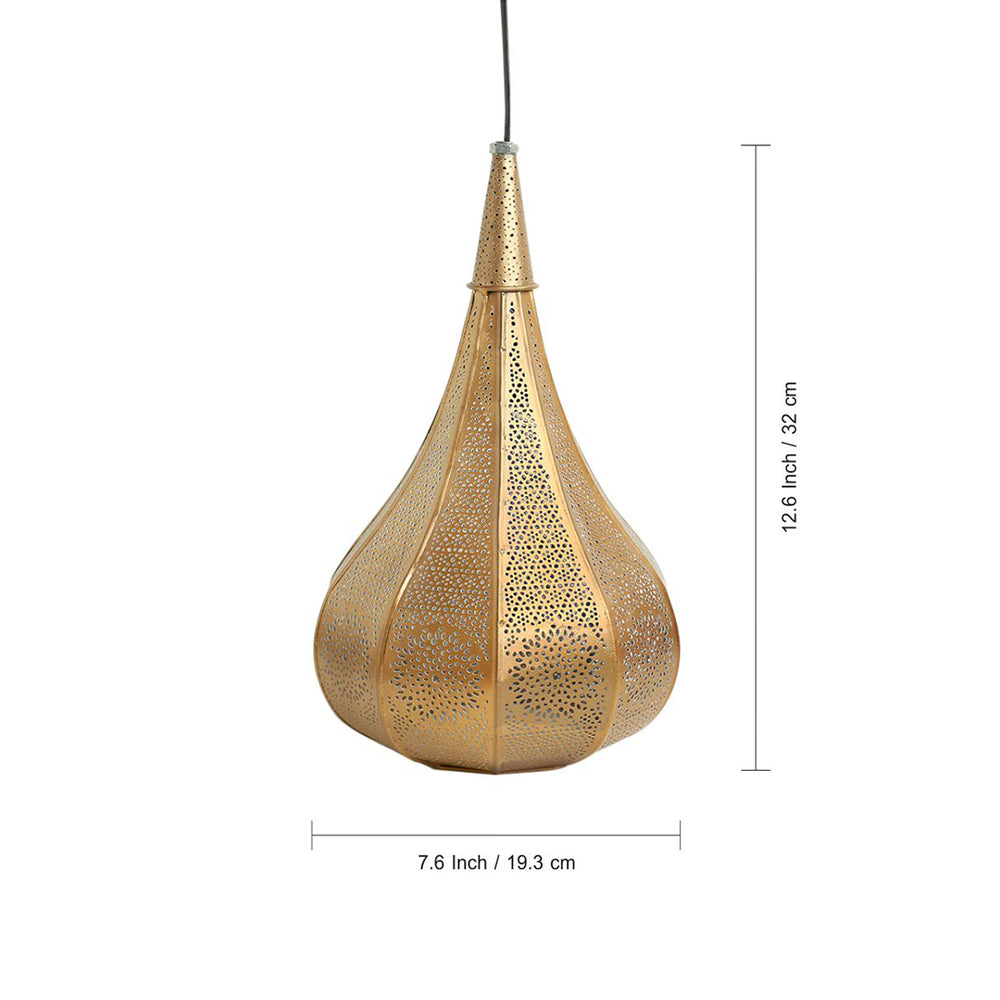 'Morrocan Flame' Hand-etched Pendant Lamp In Iron (13 Inch, Matte Finish)