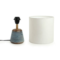 'Blue-Carved' Table Lamp In Mango Wood (14 Inch)