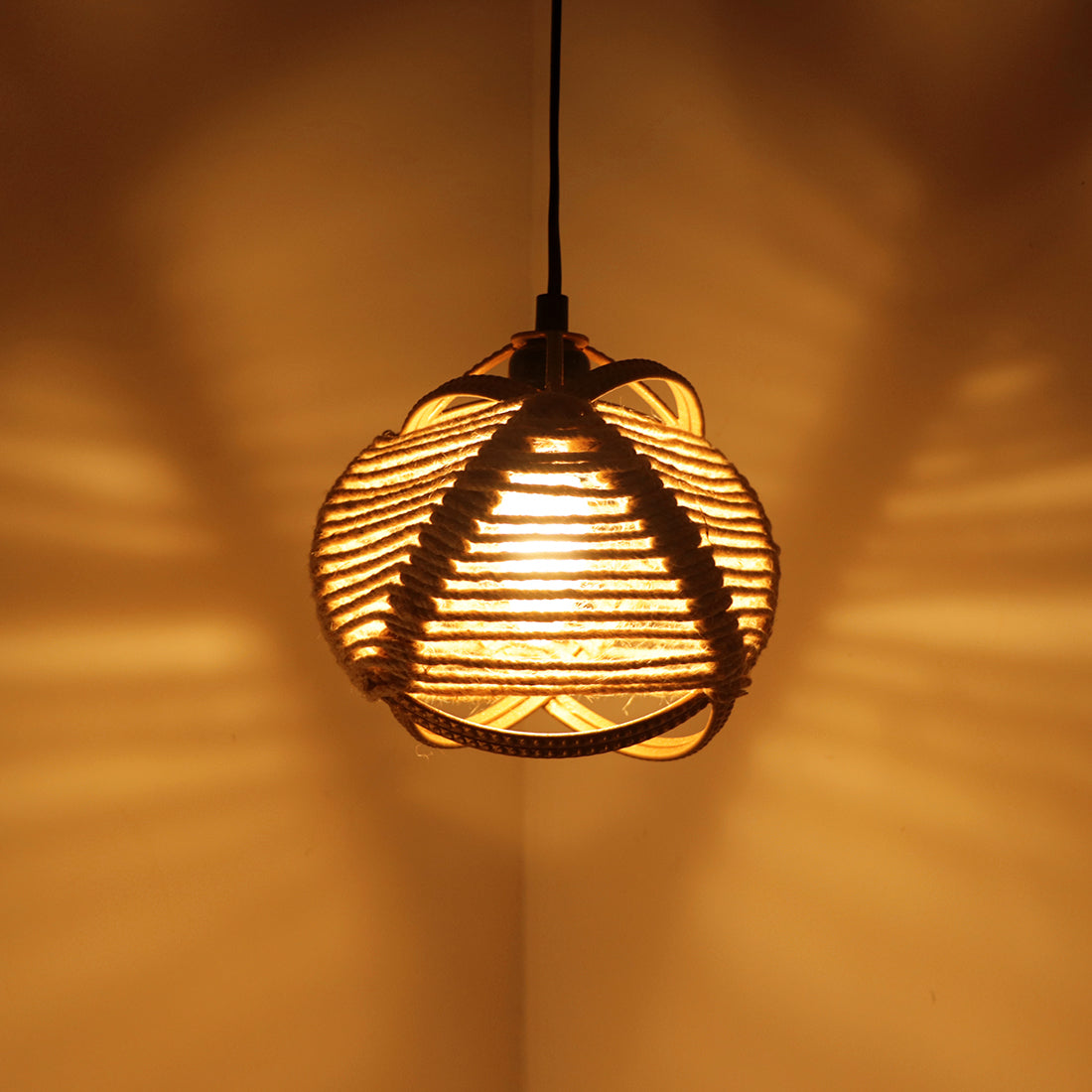 'Jute Goblet' Pendant Lamp In Iron (7 Inch, Matte Finish)