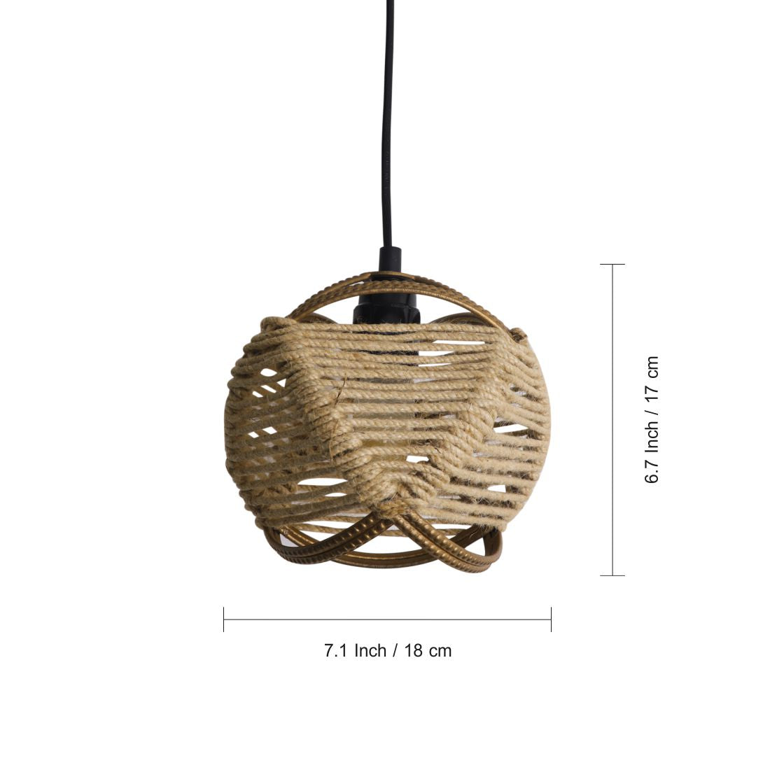 'Jute Goblet' Pendant Lamp In Iron (7 Inch, Matte Finish)