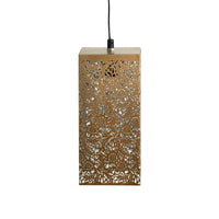 'Monochrome Lights' Hand-Etched Cuboidal Hanging Pendant Lamp In Iron (11 Inch)