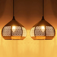 Moroccan Paradise Hand-Etched Pendant Lamp In Iron (Set of 2, 8 Inch)