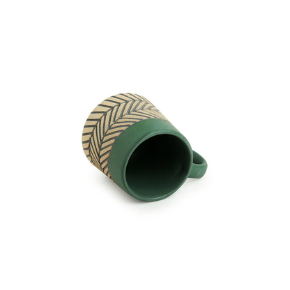 'Chevron Waves' Handcrafted Ceramic Tea & Coffee Mugs (Set of 2, 280 ML, Microwave Safe)