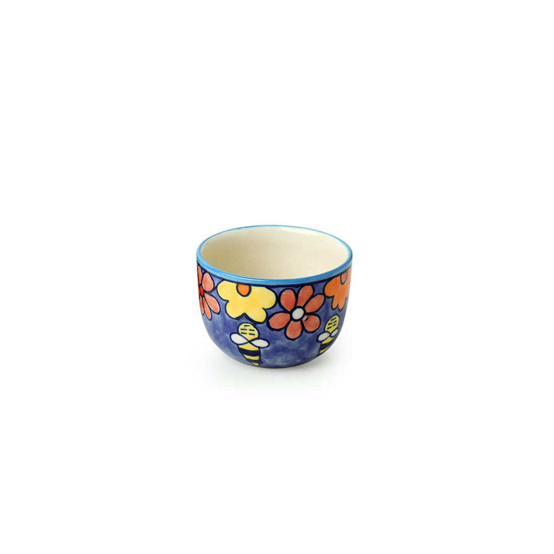 'The Bee Collective' Handpainted Ceramic Serving Bowls (Set Of 2, 250 ML, Microwave Safe)