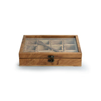 'Medley of Masalas' 12 Container Spice Box With Spoon In Teak Wood