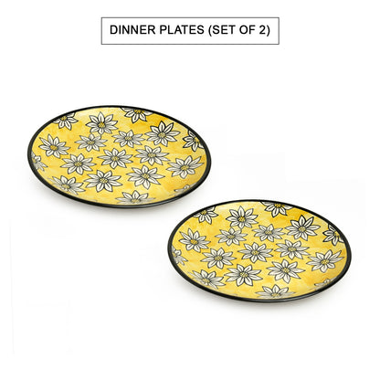 'Californian Sunflowers' Handpainted Ceramic Dinner Plates (Set Of 2, 10 Inches)