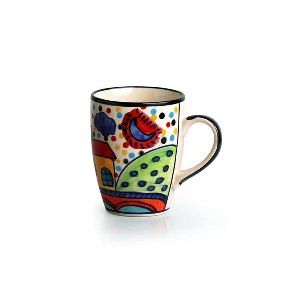 'The Hut Jumbo Cuppas' Handpainted  Mug In Ceramic (270 ML, Microwave Safe)