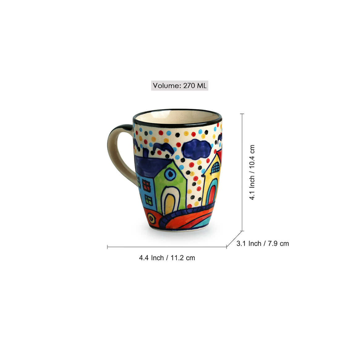 'The Hut Jumbo Cuppas' Handpainted  Mug In Ceramic (270 ML, Microwave Safe)
