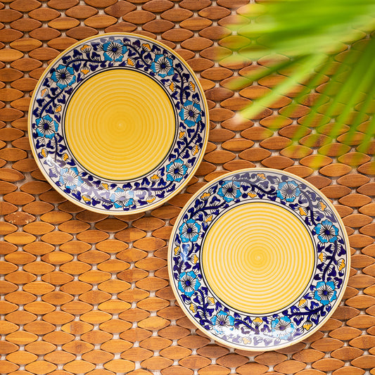'Badamwari Bagheecha' Handpainted Ceramic Dinner Plates (Set of 2, Microwave Safe)