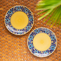 'Badamwari Bagheecha' Handpainted Ceramic Dinner Plates (Set of 2, Microwave Safe)