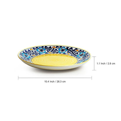 'Badamwari Bagheecha' Handpainted Ceramic Dinner Plates (Set of 2, Microwave Safe)