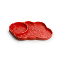 'Coral Reef' Chip-N-Dip Serving Platter In Ceramic (Hand Glazed Studio Pottery, Microwave Safe)