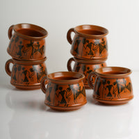 'Rejoice In Red-Mud' Warli Handpainted Tea & Coffee Cups In Ceramic (Set Of 6)