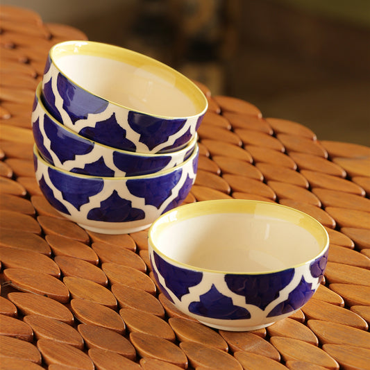 'Four Mediterranean Bowls' Handpainted Serving Bowls In Ceramic (Set Of 4)