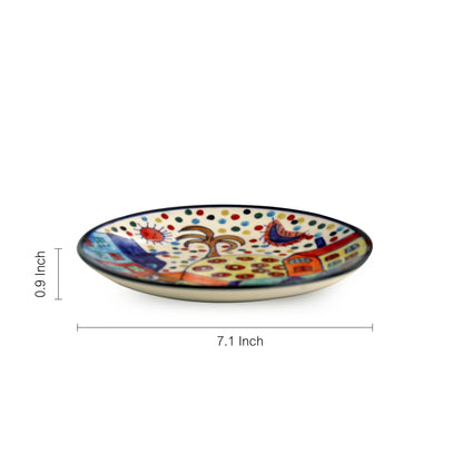 'The Hut Couple' Handpainted Ceramic Quarter Plates (7 Inch, Set Of 2)