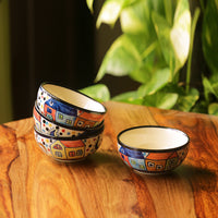 'The Serving Hut Goblets'  Handpainted Serving Bowls In Ceramic (Set Of 4)