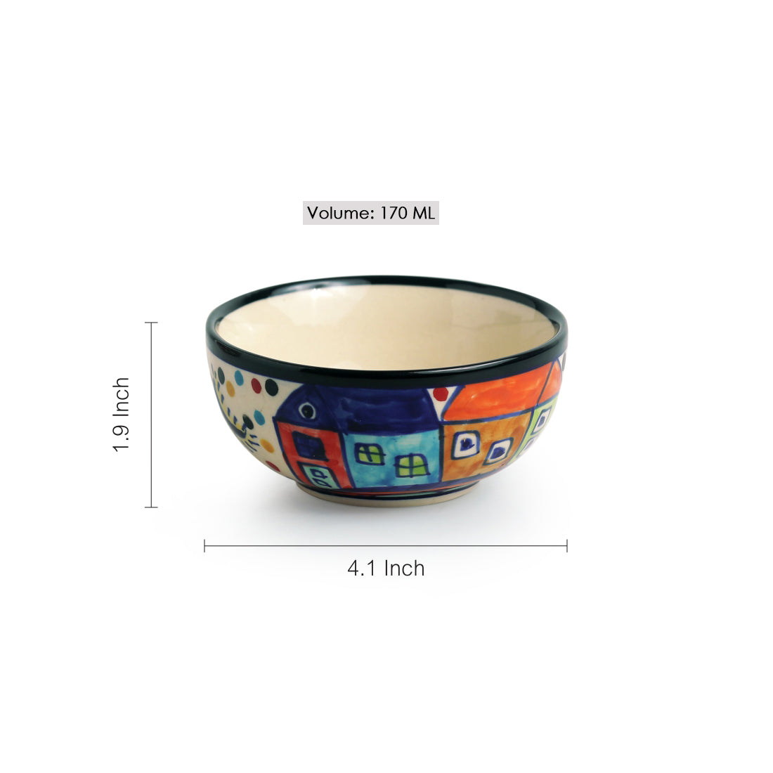 'The Serving Hut Goblets'  Handpainted Serving Bowls In Ceramic (Set Of 4)