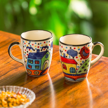 'The Hut Jumbo Cuppas' Handpainted Mugs In Ceramic (Set Of 2)
