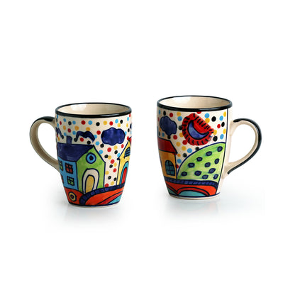 'The Hut Jumbo Cuppas' Handpainted Mugs In Ceramic (Set Of 2)
