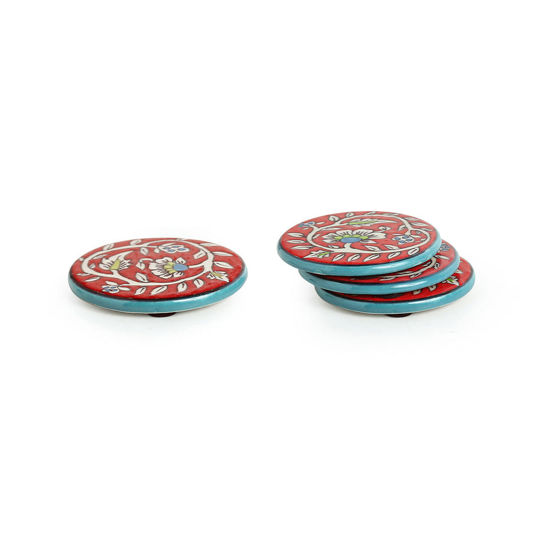 Floral Handpainted Coasters In Ceramic