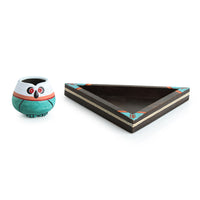 'Desert Owl-Jar Pack' Handglazed Salt & Pepper Shaker Set With Toothpick Holder & Tray