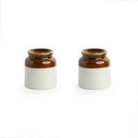 'Desert Owl-Jar Pack' Handglazed Salt & Pepper Shaker Set With Toothpick Holder & Tray