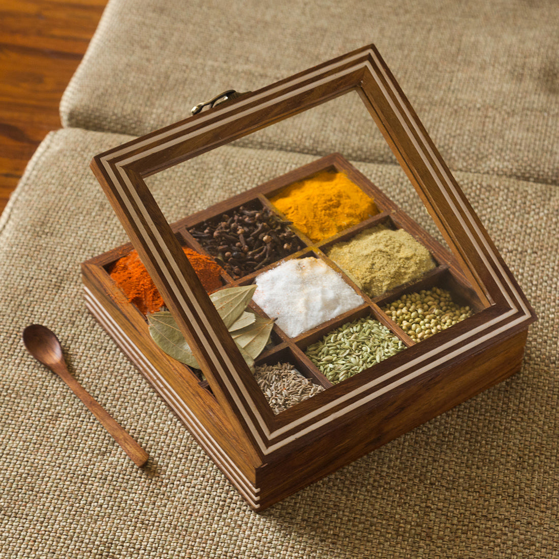 Sheesham Wooden Masala Box