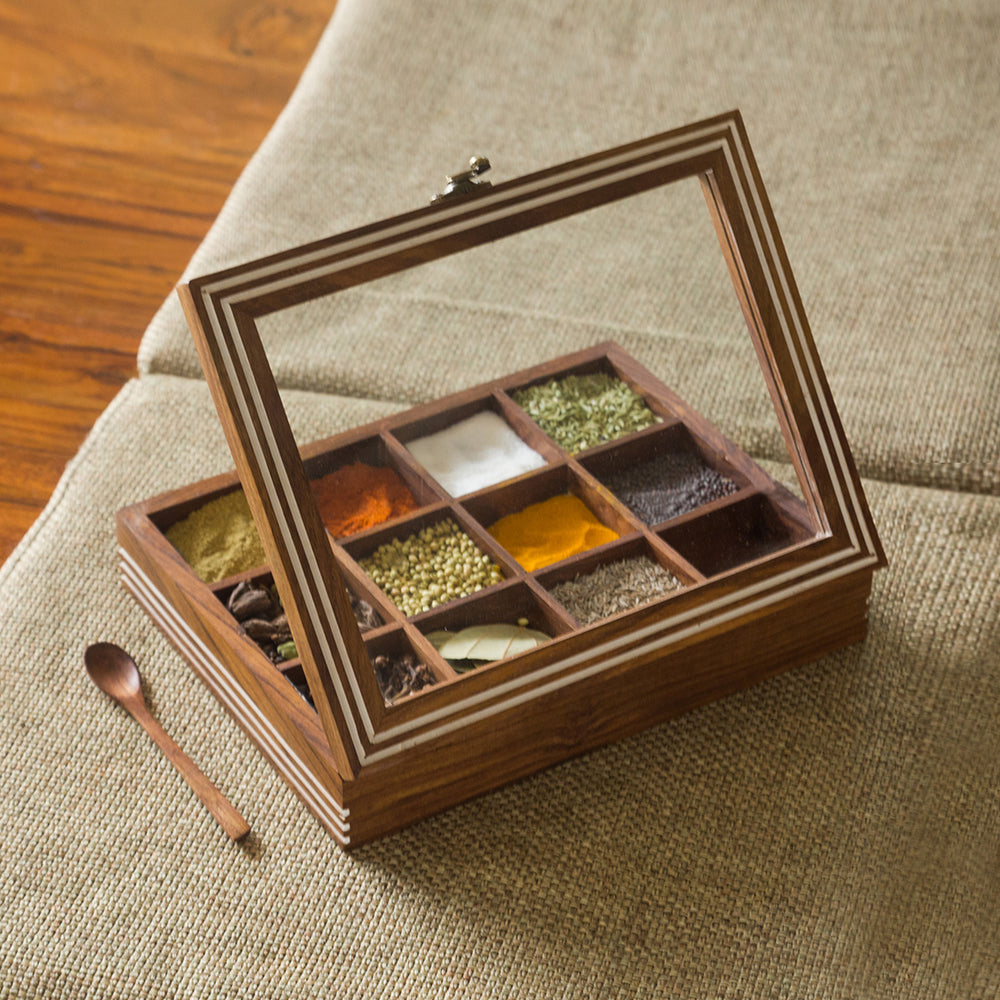 Sheesham Wooden Masala Box