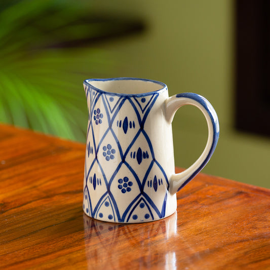 Moroccan Floral' Handpainted Studio Pottery Milk & Water Jug In Ceramic