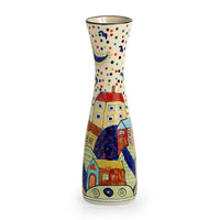 'The Hut Long-Neck' Handpainted Ceramic Vase (12 Inch)