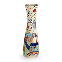 'The Hut Long-Neck' Handpainted Ceramic Vase (12 Inch)