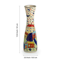 'The Hut Long-Neck' Handpainted Ceramic Vase (12 Inch)