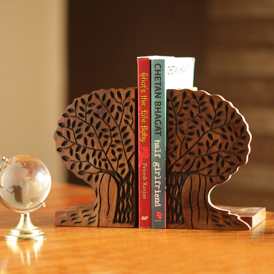 'Tree Of Life' - Hand Carved Sheesham Wood Bookend