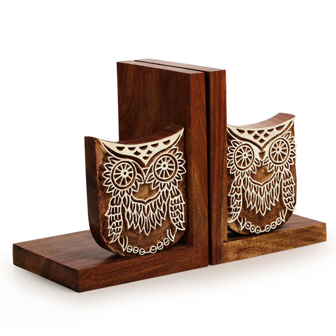 'Owl' - Hand Engraved Sheesham Wood Bookend