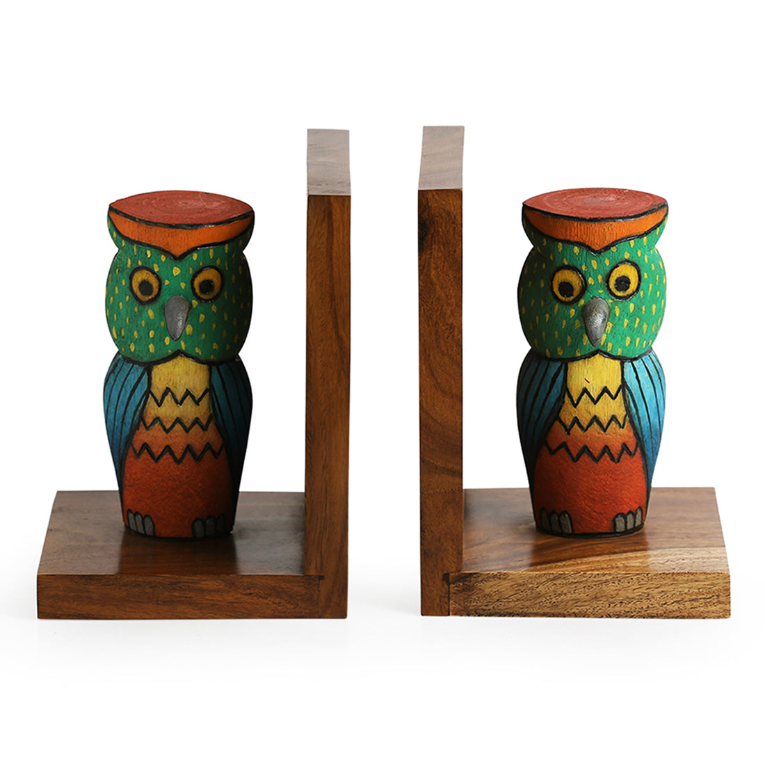 'Owly-guards' Hand Carved Sheesham Wood Bookend