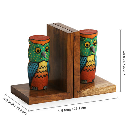 'Owly-guards' Hand Carved Sheesham Wood Bookend
