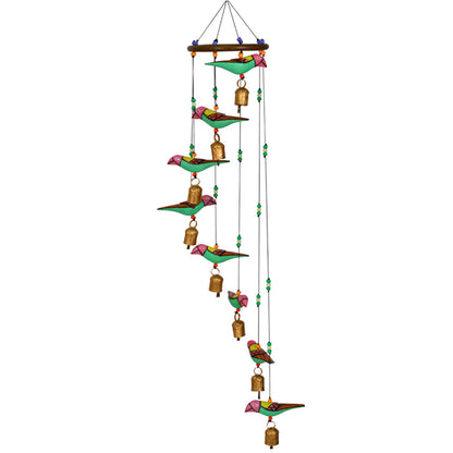 Handmade & Handpainted Wooden Decorative Wind Chime with Birds