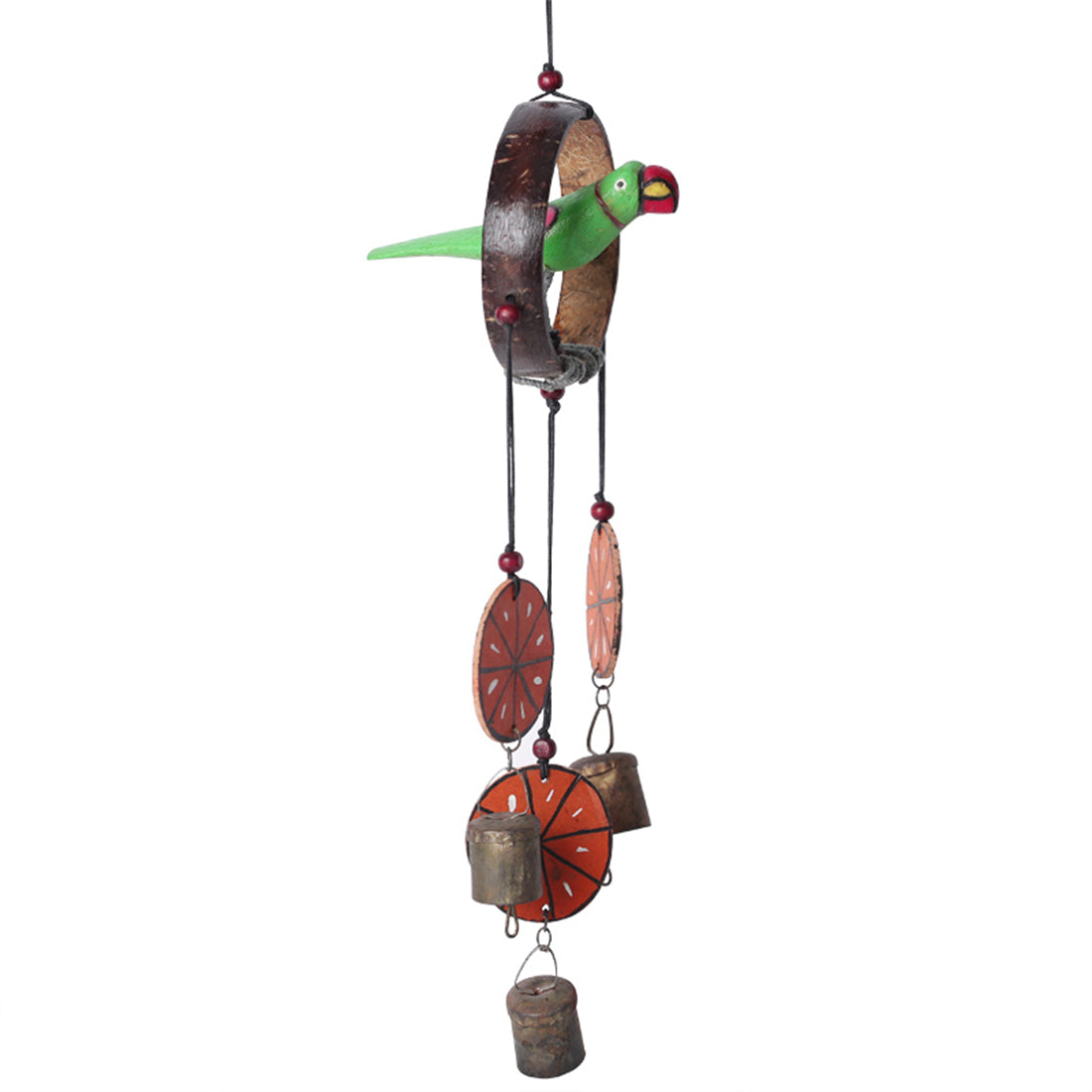 Handmade & Handpainted Wooden Decorative Wind Chime with Parrot