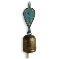 Handmade Antique Metal Bell Wind Chime with Leather Strap