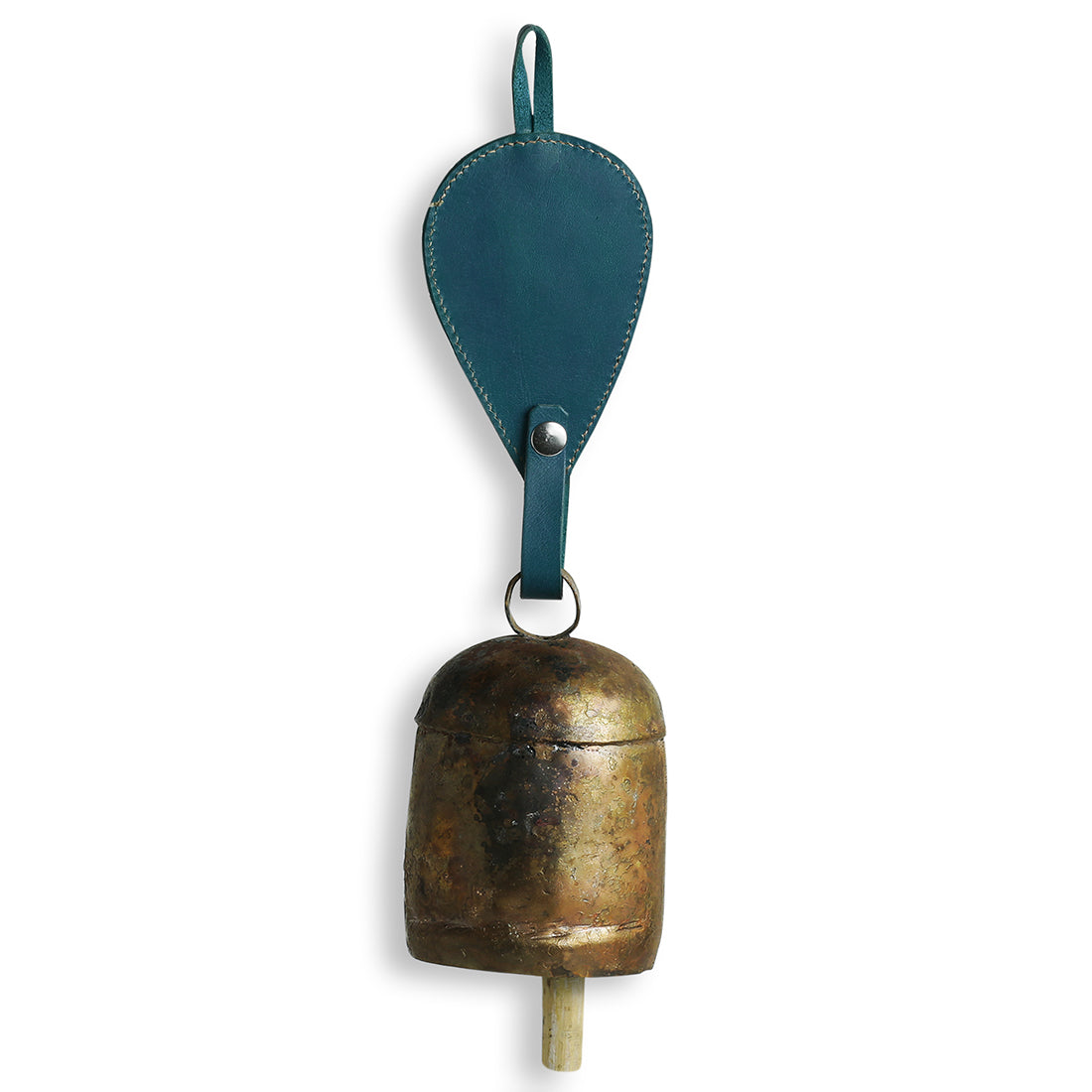 Handmade Antique Metal Bell Wind Chime with Leather Strap