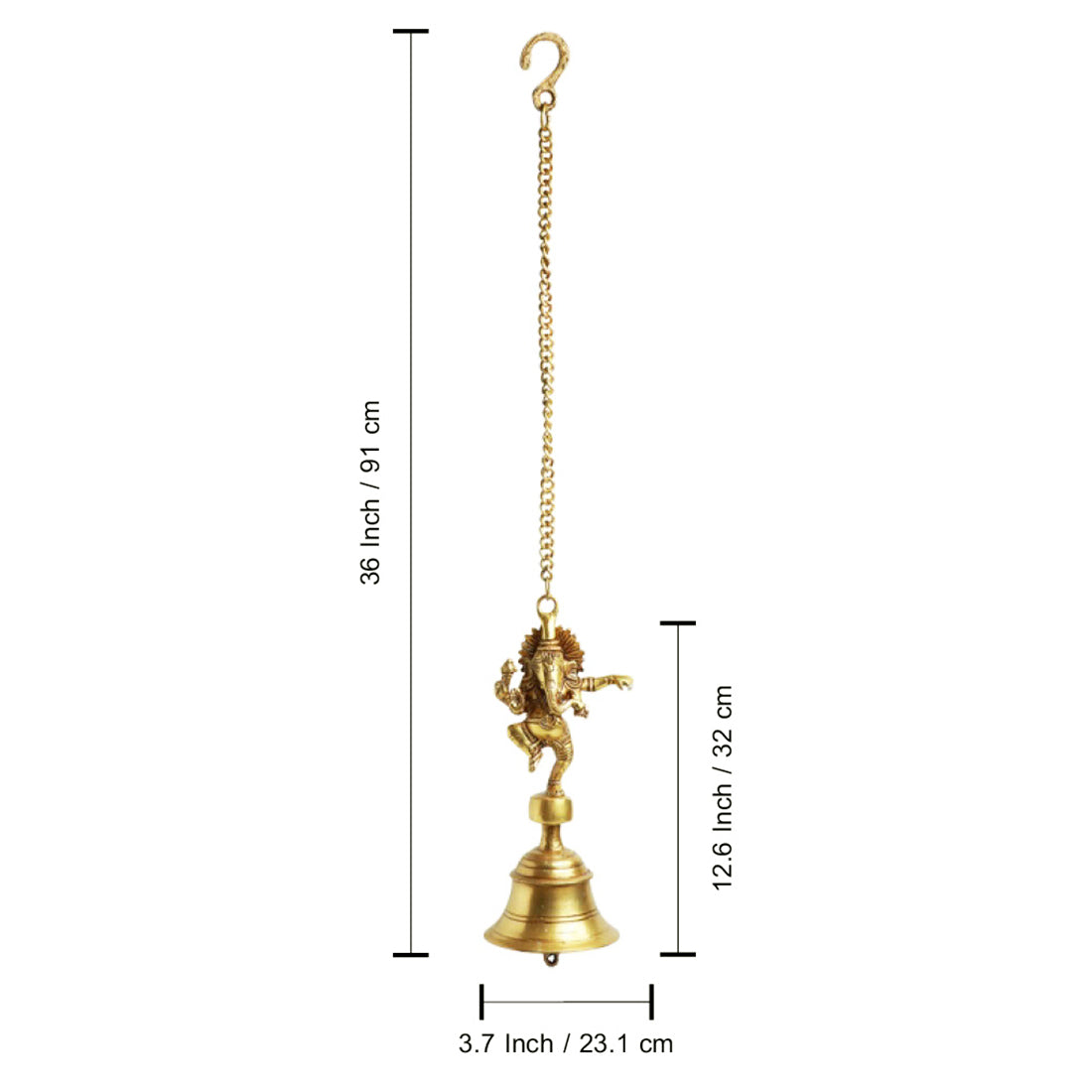 'Dancing Ganpati' Hand-Etched Decorative Hanging Bell In Brass