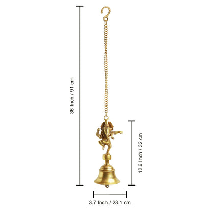 'Dancing Ganpati' Hand-Etched Decorative Hanging Bell In Brass