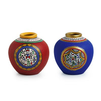 Warli Handpainted Terracotta Vases (Set of 2)