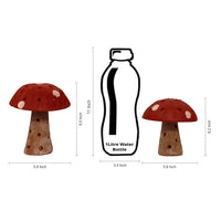 Handpainted Terracotta Garden Mushroom (Set of 2 - In Red)