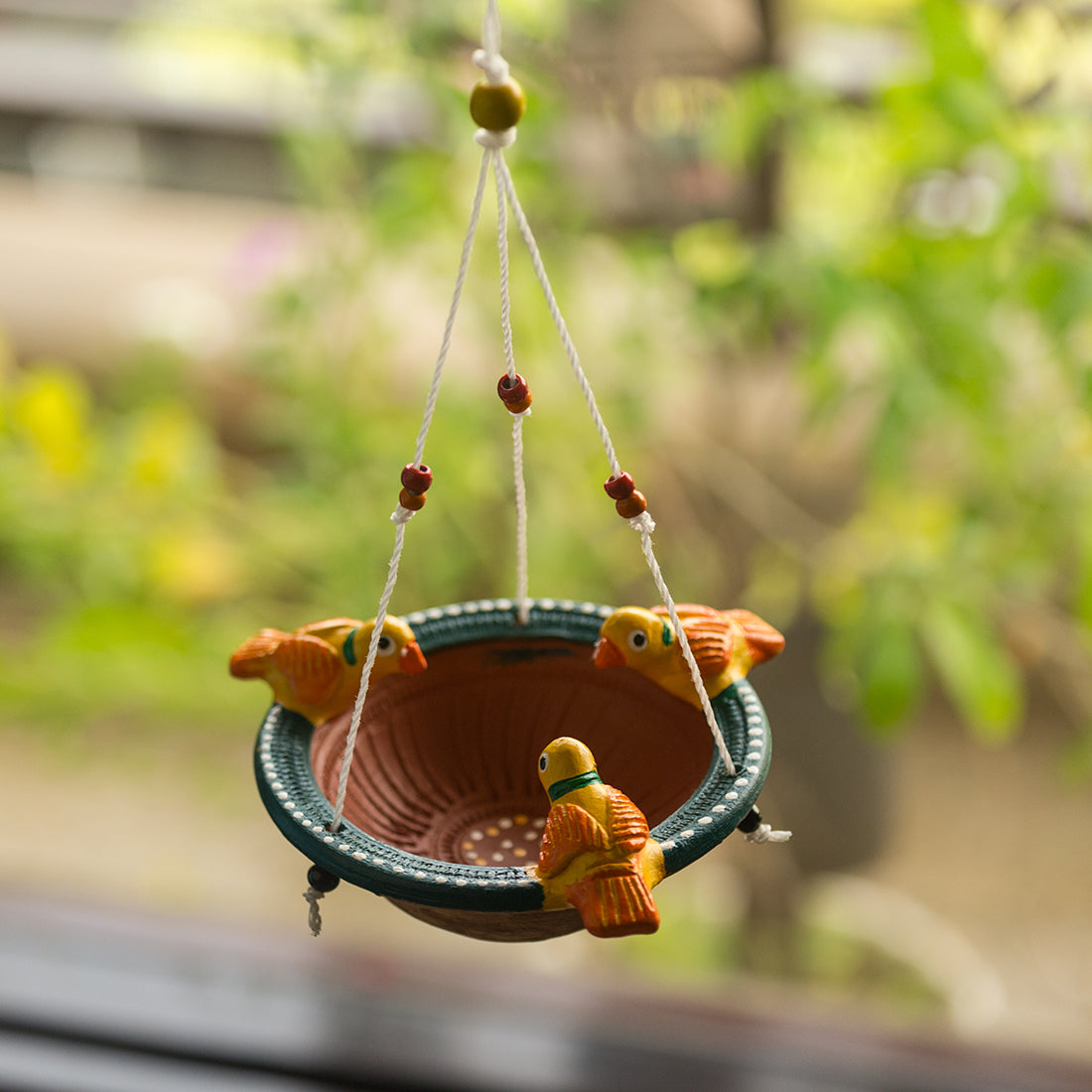 Handpainted Terracotta Bird Feeder