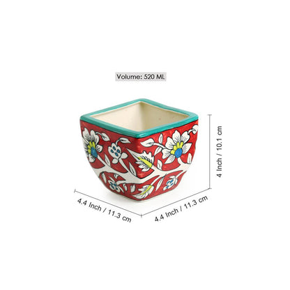 'Mughal Roots' Floral Handpainted Ceramic Planter Pots (Set of 2)