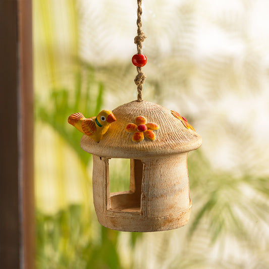 'Swinging Hut' Handpainted Terracotta Bird House (6 Inch)